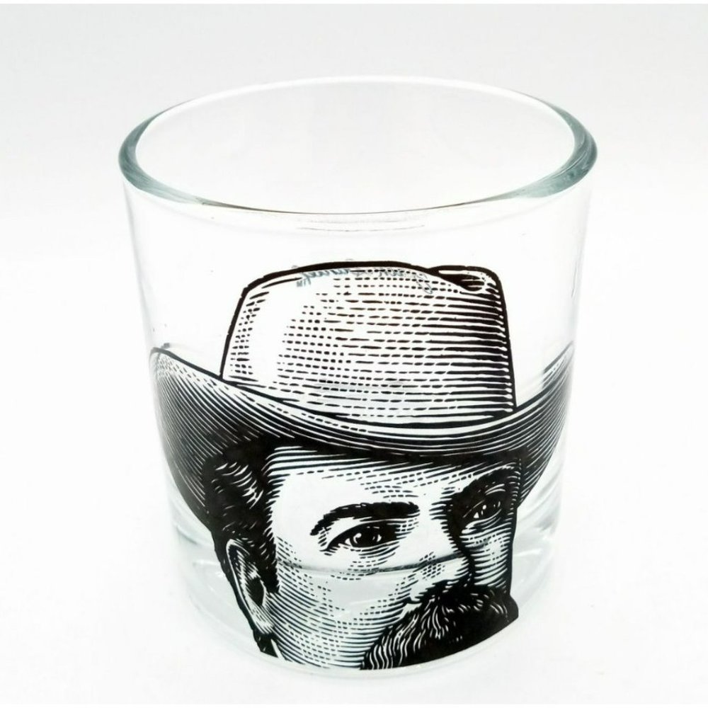 Jack Daniels Old No 7 Whiskey Drinking Glass Vintage 3 Inch Etched Portrait Man